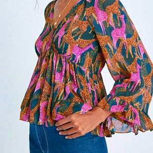 Farm Rio Jirafas Ruffled Blouse